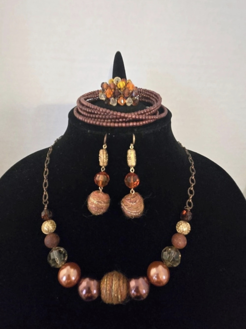 Brown Beaded Jewelry Set